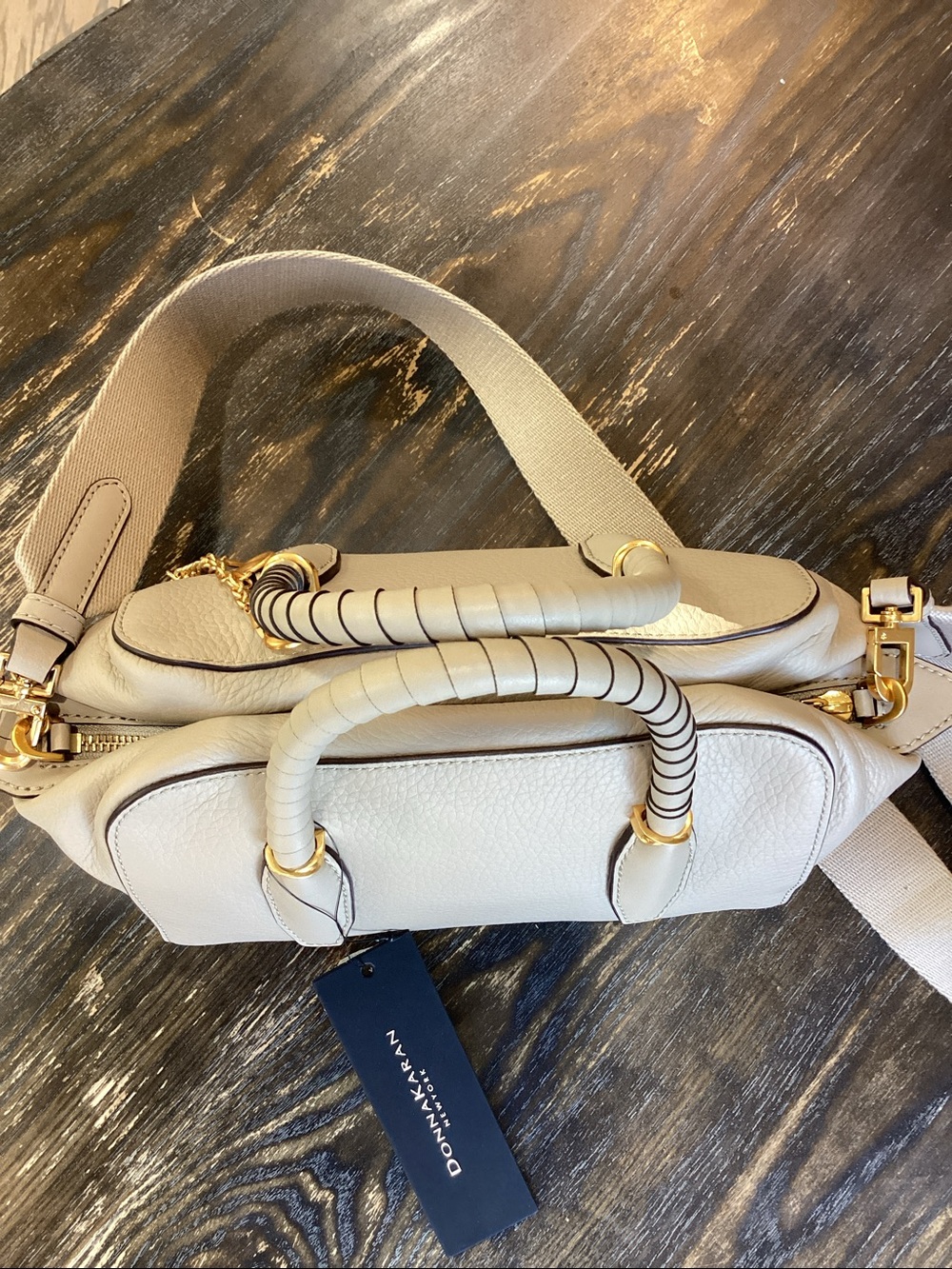 Donna Karan Chantilly Leather Mini Satchel Bag with Chain Charms - Picture 9 of 13